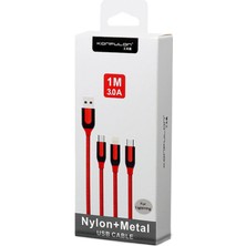 Zenvia Konfulon S51 Lightning Kablo iphone Uyumlu 1m 3A - Kırmızı ZNV-MRK10346