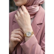 inStyle Tek Renk Kordonlu Taşlı Gold Kadın Kol Saati