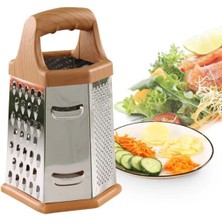 Feyza Design Çok Işlevli Paslanmaz Çelik Rende, Ahşap ve Plastik Saplı, 6 Taraflı