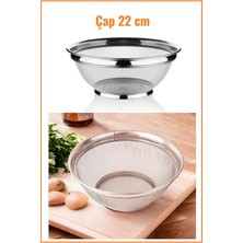 Feyza Design 22 cm Paslanmaz Çelik Kulpsuz Süzgeç, Dayanıklı ve Pratik Kullanım