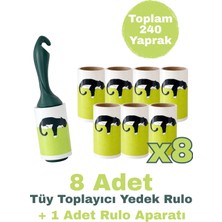 Özgürce Tüy Toplama Rulosu Seti, 1 Sap ve 8 Yedek Rulo, Temizlik Kolaylığı