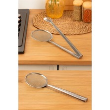 Feyza Design Paslanmaz Metal Çok Amaçlı Süzgeçli Haşlama ve Kızartma Maşası