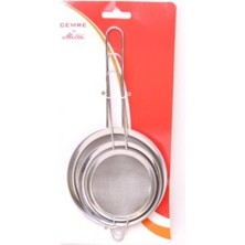 Feyza Design Paslanmaz Çelik 3'lü Tel Süzgeç Seti, Dayanıklı ve Şık Mutfak Gereci