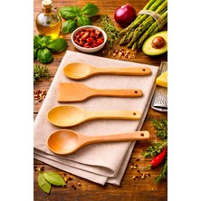 Feyza Design El Işçiliği Ahşap Mutfak Servis Seti, 4 Parça, Doğal ve Şık Tasarım