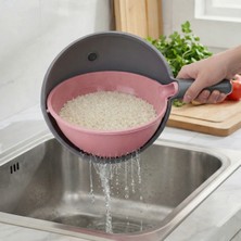 Feyza Design 360° Döner Çift Katmanlı Pirinç Süzgeç, Sebze ve Pirinç Yıkama