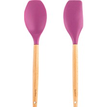 Feyza Design Renkli Silikon Büyük Kaşık ve Spatula Seti, Dayanıklı ve Pratik Kullanım