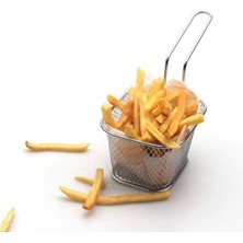 Feyza Design Paslanmaz Çelik Kare Patates Kızartma ve Sunum Süzgeci, Dayanıklı ve Şık