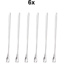 Feyza Design 6'lı Çelik Kokteyl ve Kahve Karıştırma Kaşığı, 19 Cm, Şık ve Dayanıklı