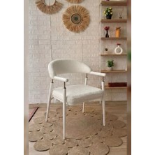 Silla Concept Soho Sandalye Calve Krem Kumaş Beyaz Metal Sandalye
