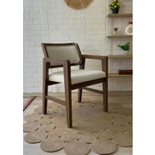 Silla Concept Istanbul Sandalye Teddy Krem Kumaş Ceviz Ahşap Sandalye