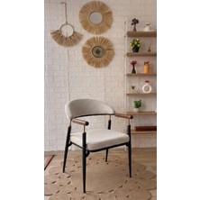 Silla Concept Soho Sandalye Calve Krem Kumaş Siyah Metal Sandalye