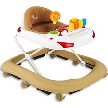 BabyHope Tobby Kahverengi Yürüteç Müzikli Öne Panel ve Silikonlu Tekerleklerle Güvenli Kullanım