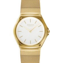 Obaku Denmark V316LXGWMG Quartz Hasır Kordon Altın Rengi Beyaz Kadran 33 mm Kadın Kol Saati