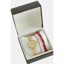 SiHako Metal Taşlı Bayan Kol Saati ve Kutulu Bileklik Kombini