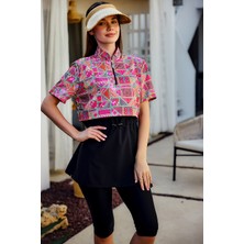 Remsa Mayo Önü Kapaklı Kısa Kollu Yarı Kapalı Tesettür Mayo SIYAH02 R5302