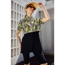 Remsa Mayo Önü Kapaklı Kısa Kollu Yarı Kapalı Tesettür Mayo SIYAH04 R5304