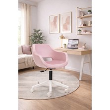 Sahmetra Lakers Çalışma Sandalyesi | Bilgisayar Koltuğu | Berjer Makyaj Sandalyesi | Babyface Kumaş | Beyaz Ayak