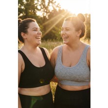 Underwear Bodyway Büyük Beden 2'li Kalın Askılı Fitilli Büstiyer Seti - Yanları Kapatan Pamuklu Crop Yarım Atlet - Uyku Sütyeni