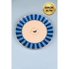 Tabak Evi Porselen Butterfly Collection Altın Yaldızlı Pasta Tabağı Mavi 20,50CM Tekli