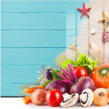 Feyza Design Turkuaz Yaz Görünümlü Cam Kesme Tablası 30X40 Cm, Şık ve Dayanıklı Ürün