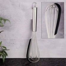 Feyza Design Paslanmaz Çelik Çırpıcı ve Sıyırıcı, 30 Cm, Pratik ve Çok Amaçlı