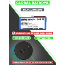 Global Batarya Homend Alex Laser 1282H Akıllı Robot Süpürge Bataryası 14.4V 2600mAh Li-Ion Pil (Orijinal Kapasite)