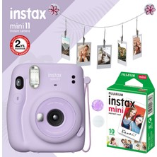 Fujifilm Instax Mini 11 Lila Fotoğraf Makinesi ve Çiçek Kıskaçlı Hediye Seti Filmli