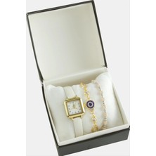 SiHako Kayışlı Bayan Kol Saati ve Kutulu Bileklik Kombini