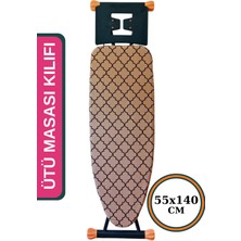 Asev Home Ütü Masası Kılıfı Keçeli Büyük Boy Ipli Stoperli 55X140CM Damask Caramel