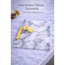 Feyza Design Şeffaf Cam Kesme Tahtası 25X35 Cm, 4 Mm, Dayanıklı ve Şık Tasarım