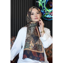 Afvente Paisley Desen Kahverengi Soft Pamuk Şal - Bordo