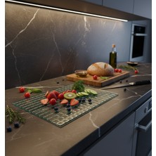 Feyza Design Kare Desenli Cam ve Sunum Tahtası, Şık ve Kullanışlı Tasarım