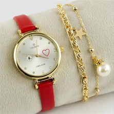 SiHako Kalp Kayışlı Bayan Kol Saati ve Bileklik Kombini