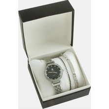 SiHako Metal Taşlı Bayan Kol Saati ve Kutulu Bileklik Kombini