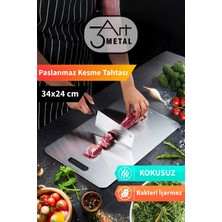 Feyza Design Paslanmaz Çelik Mutfak Doğrama Tahtası, Dayanıklı ve Hijyenik Kesme Yüzeyi