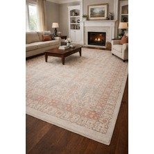 Kupon Halı Bohem Krem Terra Bambu %100 Polyester Modern Dokuma Salon Oturma Odası Halısı