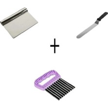 Feyza Design Çelik Pasta ve Hamur Kazıyıcı Seti, Patates Cips Dilimleme Aracı