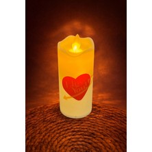 SiHako Kalp I Love You Yazılı Işıklı Mum 12 cm