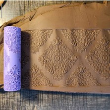 Feyza Design 10 cm Seramik-Polimer Kil Kurabiye Doku Rulosu Desen Oklavası