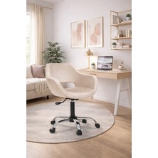 Sahmetra Lakers Çalışma Sandalyesi | Bilgisayar Koltuğu | Berjer Makyaj Sandalyesi | Babyface Kumaş | Krom Ayak