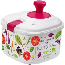 Feyza Design 4,2 Lt Sebze Desenli Pembe Salata Kurutucu, Pratik ve Şık Tasarım