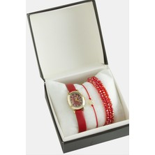 SiHako Kayışlı Bayan Kol Saati ve Kutulu Bileklik Kombini