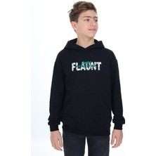 Toontoy Erkek Çocuk Relax Fit Kapüşonlu Cepli Hafif Düşük Omuz Baskılı Sweatshirt - 2 Iplik