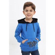Toontoy Erkek Çocuk Relax Fit Kapüşonlu Cepli Renk Bloklu Baskılı Sweatshirt - 2 Iplik