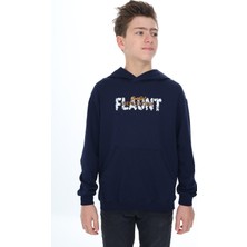 Toontoy Erkek Çocuk Relax Fit Kapüşonlu Cepli Hafif Düşük Omuz Baskılı Sweatshirt - 2 Iplik