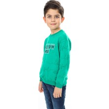 Toontoy Erkek Çocuk Relax Fit Bisiklet Yaka Düşük Omuz Baskılı Sweatshirt - 2 Iplik