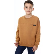 Toontoy Erkek Çocuk Relax Fit Bisiklet Yaka Düşük Omuz Baskılı Parçalı Sweatshirt - 2 Iplik