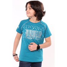 Toontoy Erkek Çocuk Baskılı Bisiklet Yaka Reglan Kısa Kollu Tişört