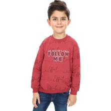 Toontoy Erkek Çocuk Relax Fit Bisiklet Yaka Düşük Omuz Baskılı Sweatshirt - 2 Iplik