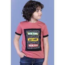 Toontoy Erkek Çocuk Baskılı Bisiklet Yaka Kısa Kollu Tişört - TK12929